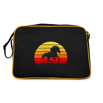 Icelandic horse iceland tölt sun retro silhouette - Retro Bag - black/gold - Back