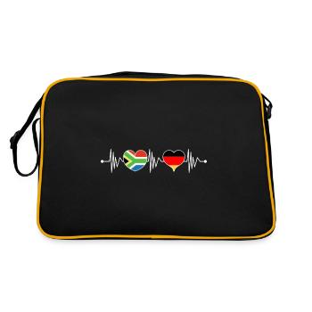 Afrique du Sud Allemagne RSA Flagge Herz Herzschlag - Sac Retro - noir/or - Dos