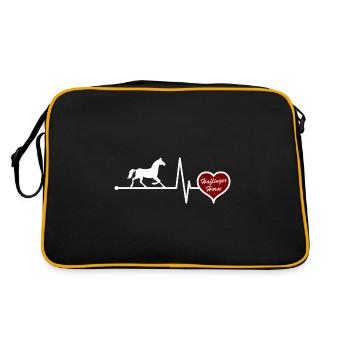 Haflinger cheval cheval race battement de coeur - Sac Retro - noir/or - Dos