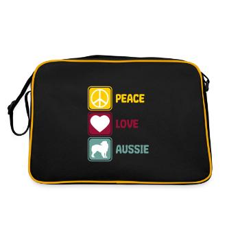 Australian Shepherd Aussie Peace Love saying - Retro Bag - black/gold - Back