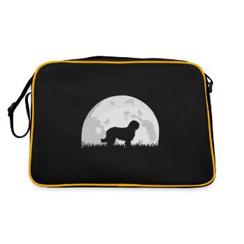 Bearded Collie full moon moon silhouette - Retro Bag - black/gold - Back