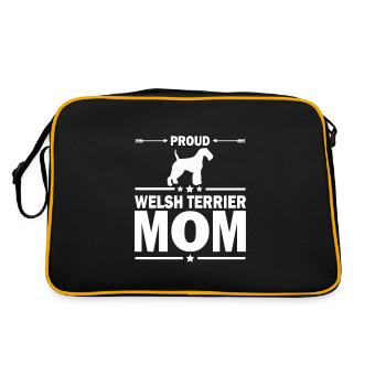 Welsh Terrier Mom Mama Spruch für Frauchen - Retro Tasche - Schwarz/Gold - Hinten
