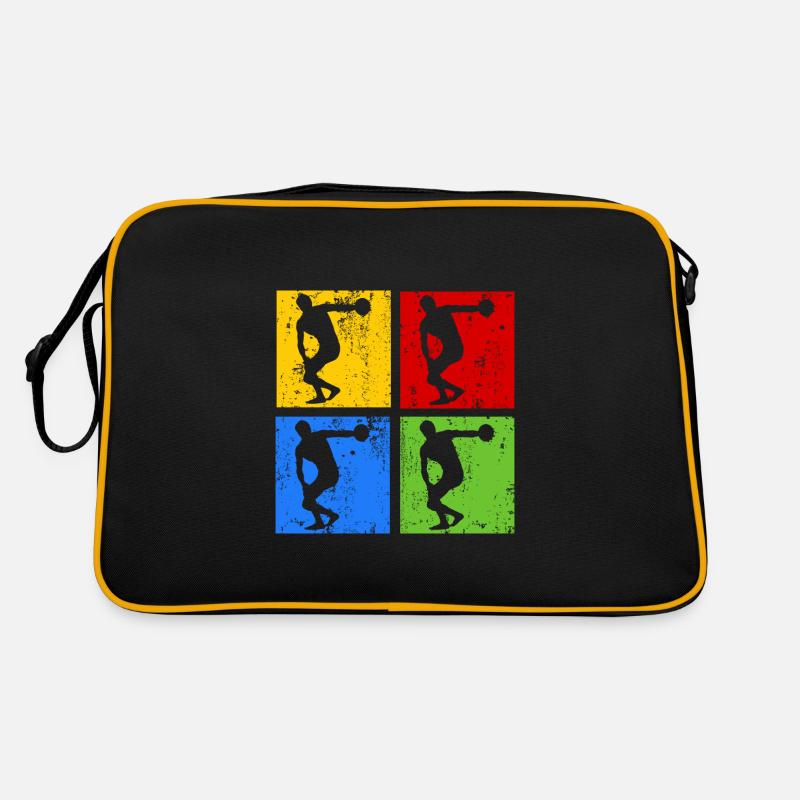 Diskuswurf Diskuswerfen Pop Art Retro Silhouette - Retro Tasche - Schwarz/Gold