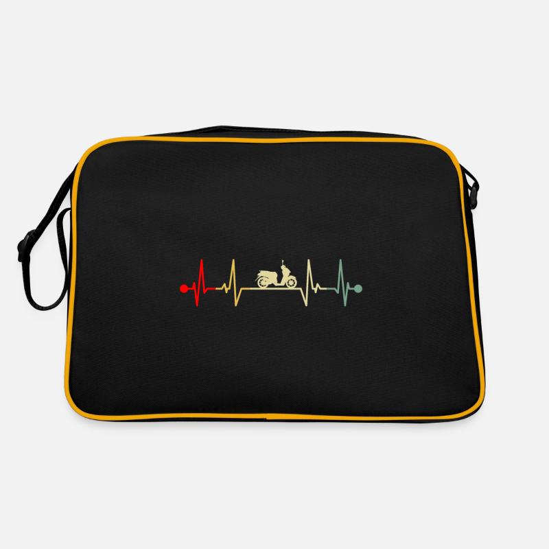 Rollerfahrer Elektro Motorroller Herzschlag Retro - Retro Tasche - Schwarz/Gold