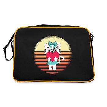 Katze mit Herz Sunset Design - Retro Tasche - Schwarz/Gold - Hinten