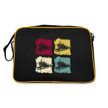Railway Steam Locomotive Locomotive Pop Art Retro - Retro Bag - black/gold - Back