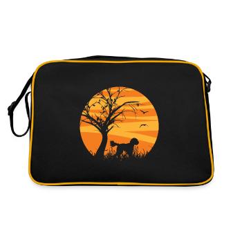 Silhouette d'halloween au lever du soleil Goldendoodle - Sac Retro - noir/or - Dos