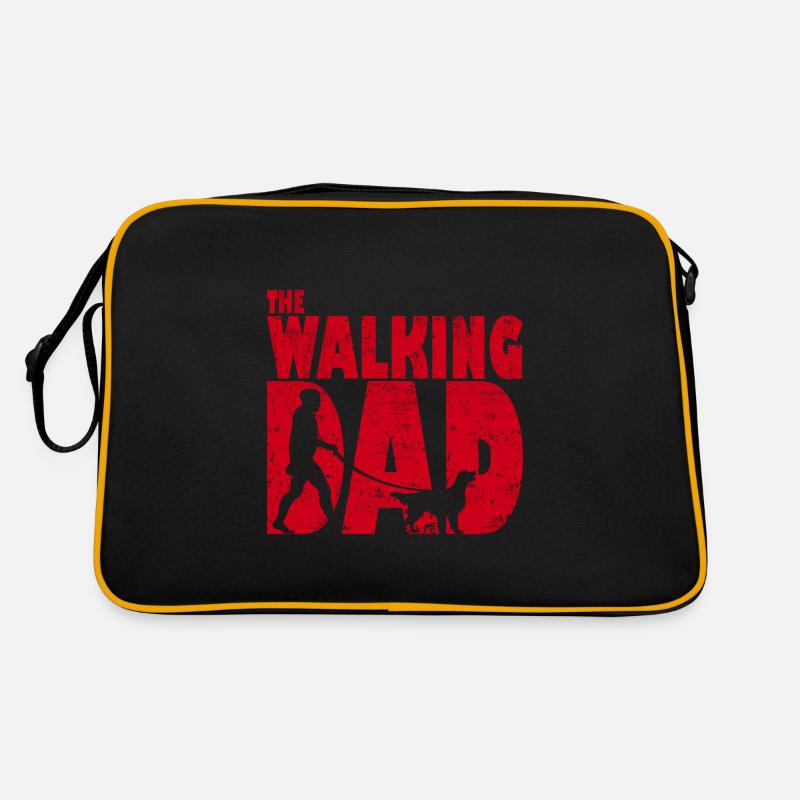 Flat Coated Retriever The Walking Dad - Retro Tasche - Schwarz/Gold