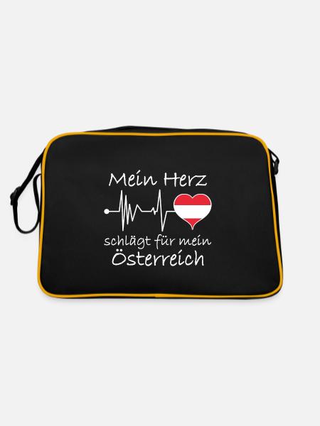 Herzschlag Österreich - Retro Tasche - Schwarz/Gold - Hinten