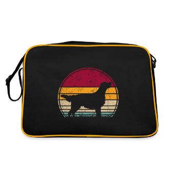 Flat Coated Retriever Retro Vintage - Retro Tasche - Schwarz/Gold - Hinten