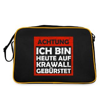 Ich bin auf Krawall gebürstet | Witzige Sprüche - Retro Tasche - Schwarz/Gold - Hinten