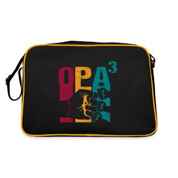 Opa hoch 3 werdender dreifacher drei Enkel - Retro Tasche - Schwarz/Gold - Hinten