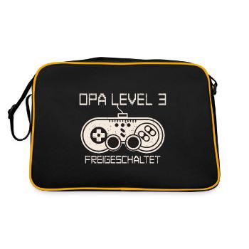 Opa hoch 3 werdender dreifacher drei Enkel - Retro Tasche - Schwarz/Gold - Hinten