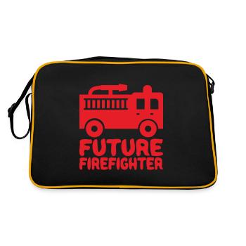 Future Firefighter Fireman Baby Boy Birthday Gift - Retro Tasche - Schwarz/Gold - Hinten