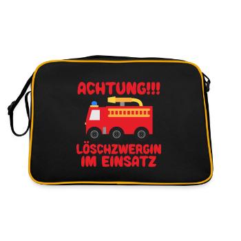 Feuerwehr Feuerwehrauto Löschzwergin Baby Mädchen - Retro Tasche - Schwarz/Gold - Hinten