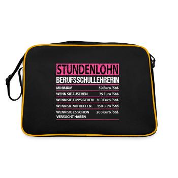 Berufsschullehrerin Berufsschule lustige Sprüche - Retro Tasche - Schwarz/Gold - Hinten