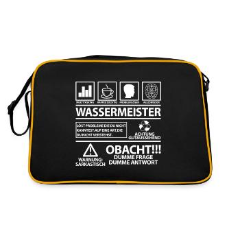 Wassermeister Spruch Lustig - Retro Tasche - Schwarz/Gold - Hinten