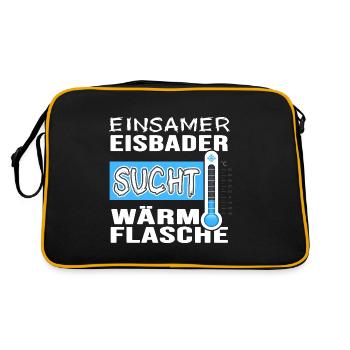 Single Eisbader Flirt beim Winterschwimmen - Retro Tasche - Schwarz/Gold - Hinten