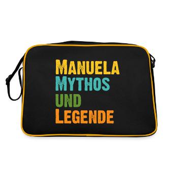 Manuela Manu die Frau der Mythos die Legende. - Retro Tasche - Schwarz/Gold - Hinten