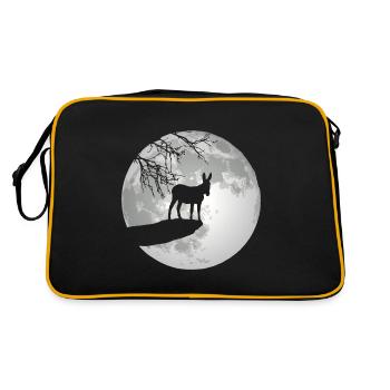 Âne silhouette lune burro mule mule maman papa - Sac Retro - noir/or - Dos