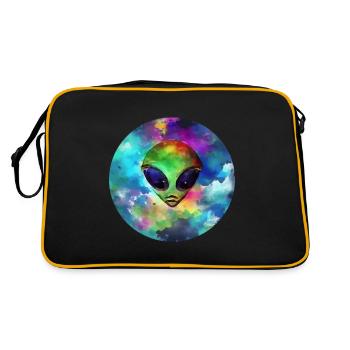 Tête d'Alien devant sa Planète - Sac Retro - noir/or - Dos