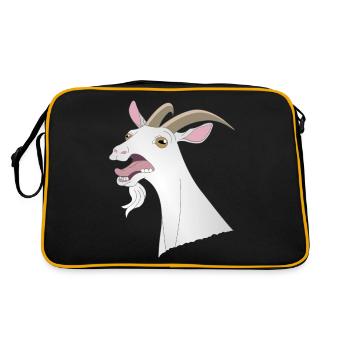 Crazy funny goat cry animal horns teeth - Retro Bag - black/gold - Back