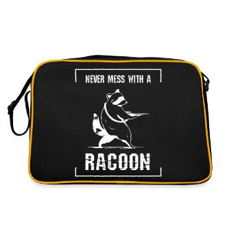 funny animal racoon raccoon never mess - Retro Bag - black/gold - Back