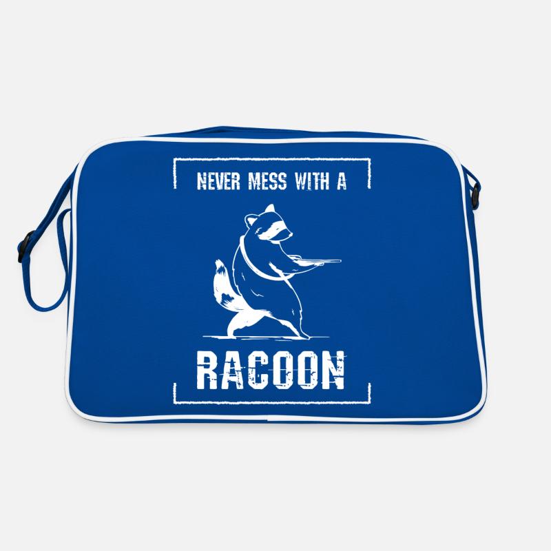 funny animal racoon Waschbär never mess Retro Tasche