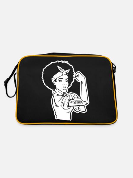 Dire, femmes fortes Maman, Mamie, Sœur Citation - Sac Retro - noir/or