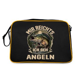 Mir reicht es ich geh angeln - Retro Tasche - Schwarz/Gold - Hinten
