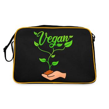 Veganes Pflanzendesign für stolze Veganer - Retro Tasche - Schwarz/Gold - Hinten