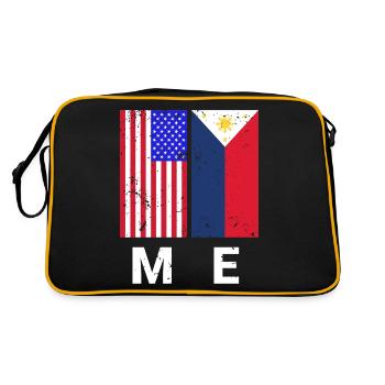 Fil-Am Me Design für stolze Pinoys - Retro Tasche - Schwarz/Gold - Hinten