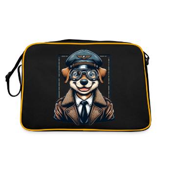 Cute Dog Pilot - Retro Tasche - Schwarz/Gold - Hinten