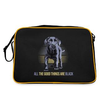 hund schwarzer labrador hundezucht black labrador - Retro Tasche - Schwarz/Gold - Hinten