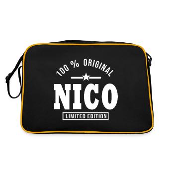 Gift Nico personalized name nico - Retro Bag - black/gold - Back