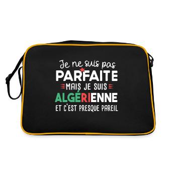 Algérienne femme. Algérie. Cadeau t-shirt pays - Sac Retro - noir/or - Dos