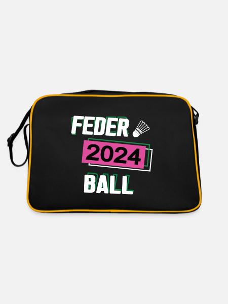 Federball 2024 Federballerin Federballspiel Spiel - Retro Tasche - Schwarz/Gold - Hinten