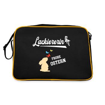 Lackiererin Frohe Ostern Ostergeschenk Malerin - Retro Tasche - Schwarz/Gold - Hinten