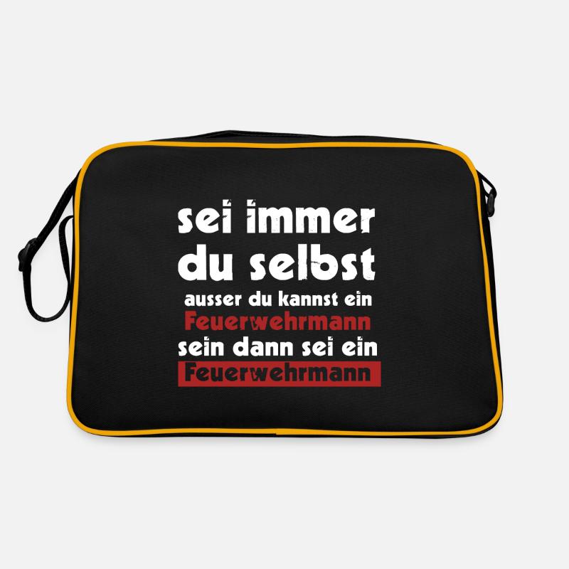 sei immer du selbst ausser du kannst ein Feuerwehr - Retro Tasche - Schwarz/Gold