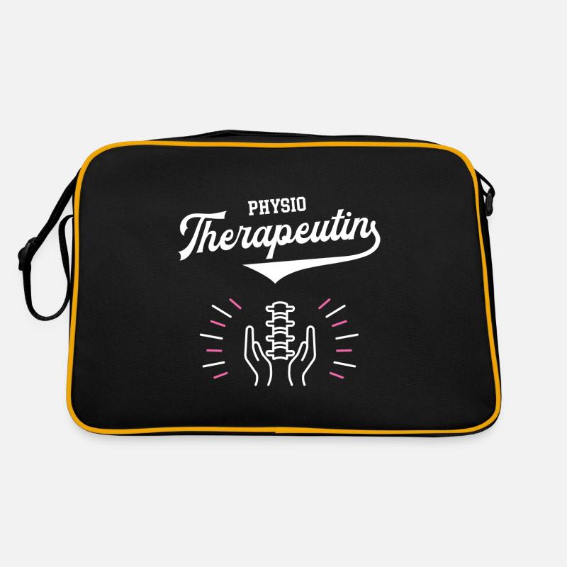 Therapeutin Physiotherapie Physio Osteopathin - Retro Tasche - Schwarz/Gold