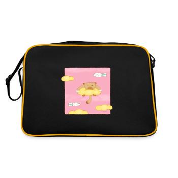 Chat sur les nuages avec des poissons tendus - Sac Retro - noir/or - Dos