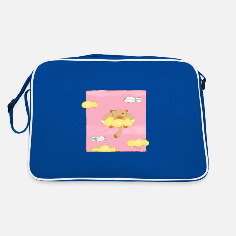 Cat on clouds with outstretched fish Retro Bag
