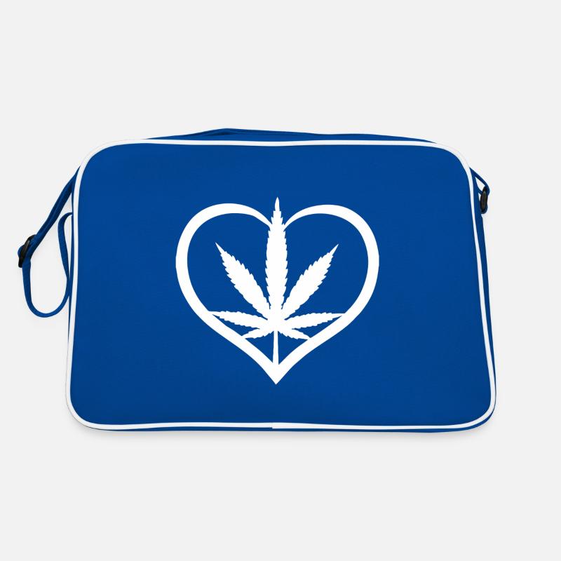 Herz mit Cannabisblatt - Weed - Marihuana - Hanf Retro Tasche