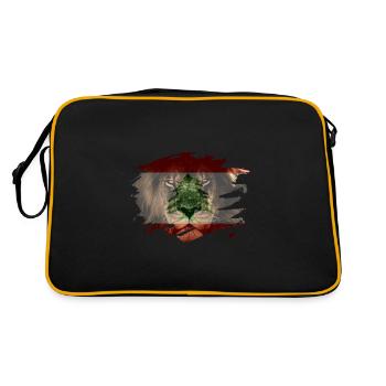 Lebanon Lion Flag Paint Splatter - Retro Bag - black/gold - Back