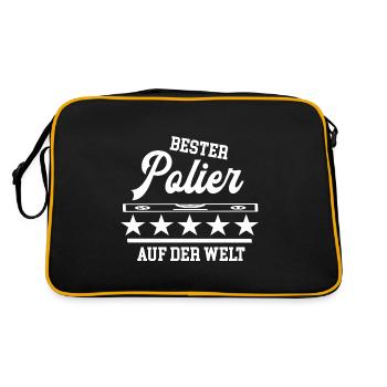 Bester Polier Meister Chef Lehrling Bauleiter Bau - Retro Tasche - Schwarz/Gold - Hinten