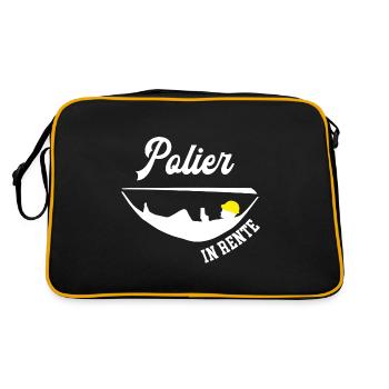 Polier in Rente Ruhestand Poliere Rentner Hausbau - Retro Tasche - Schwarz/Gold - Hinten
