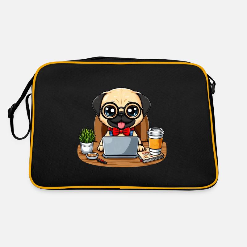 Chien Carlin PDG Patron Chef d’équipe Café Bureau Sac Retro