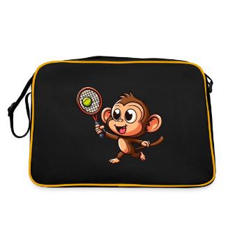 Monkeys in tennis and badminton duel - Funnier - Retro Bag - black/gold - Back