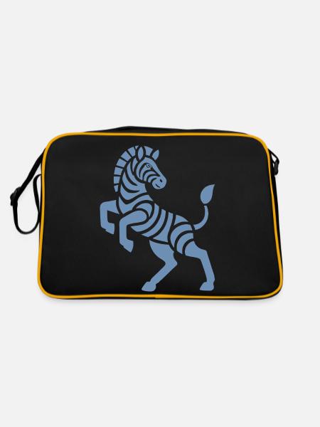 Zebra Silhouette Art Piece Minimal Design - Retro Bag - black/gold - Back
