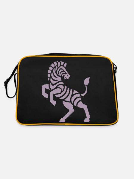 Zebra Silhouette Art Piece Minimal Design - Retro Bag - black/gold - Back